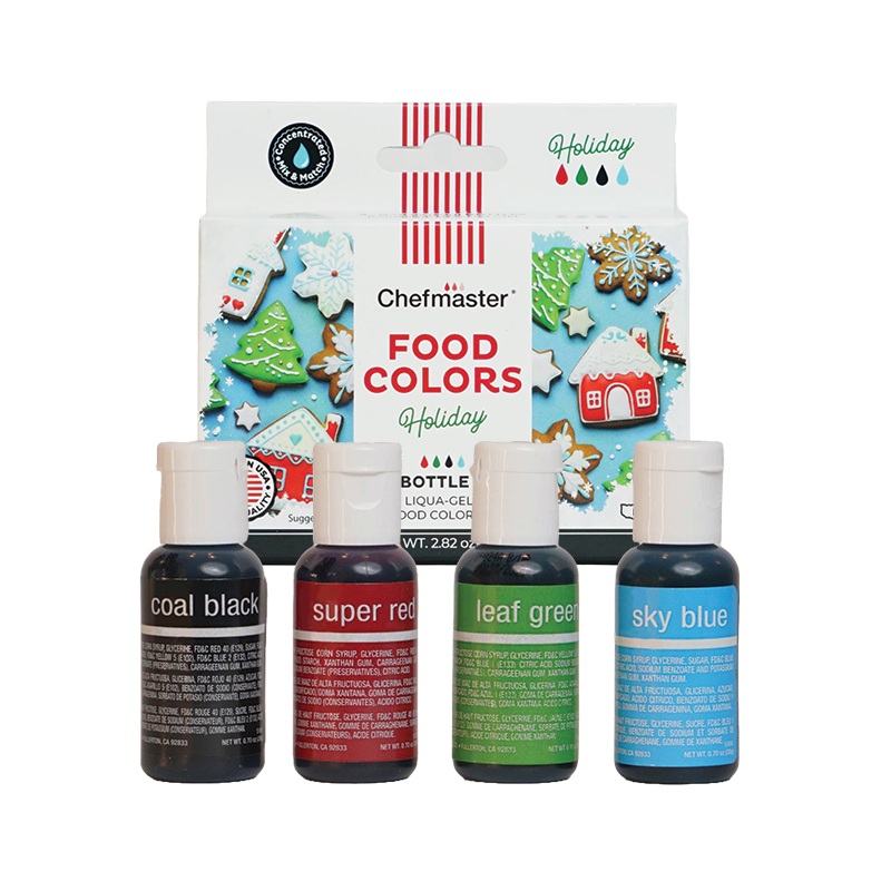 Holiday Liqua-gel Food Coloring Kit (20ml bottles) – 4-color kit