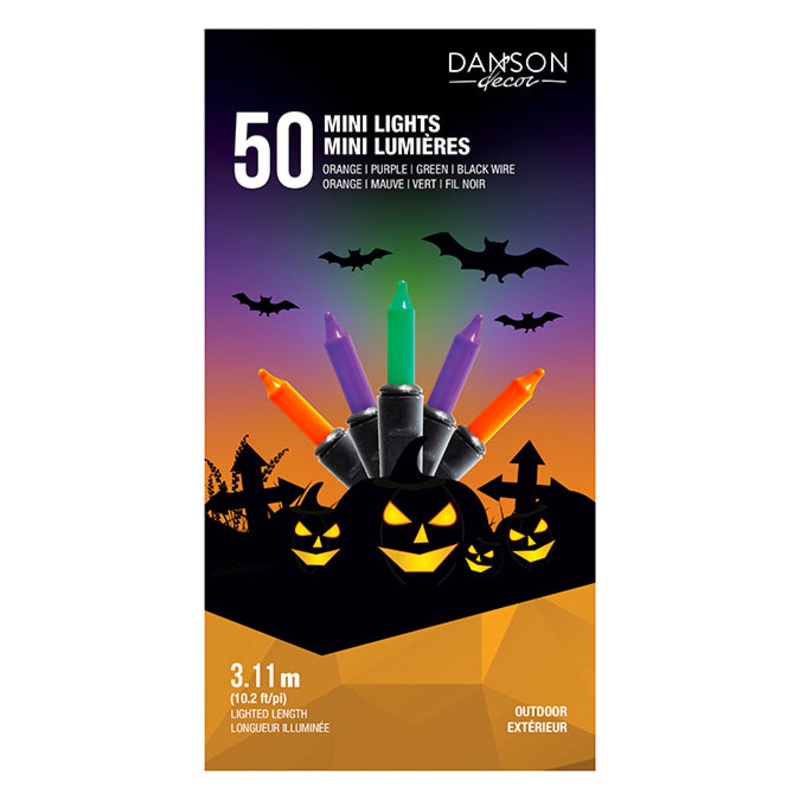 Jeu de 50 mini lumires incandescentes extrieur multicolore