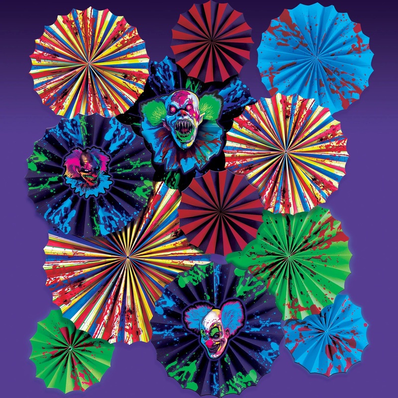 Kit de dcoration ventail en papier Creepy Carnival Blacklight
