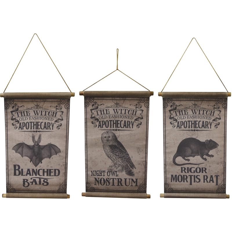 Toile vintage halloween|Hibou|Rat|Chauve-souris