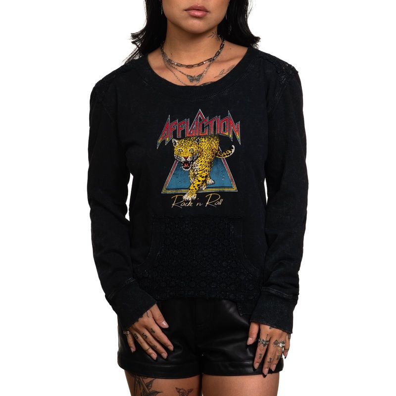 Leopard Rock LS Fleece|BLACK LAVA WASH|XS|S|M|L|XL|2X