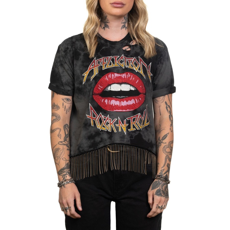 Lips Tee|CHAR/BLK CRYSTAL WASH|XS|S|M|L|XL|2X