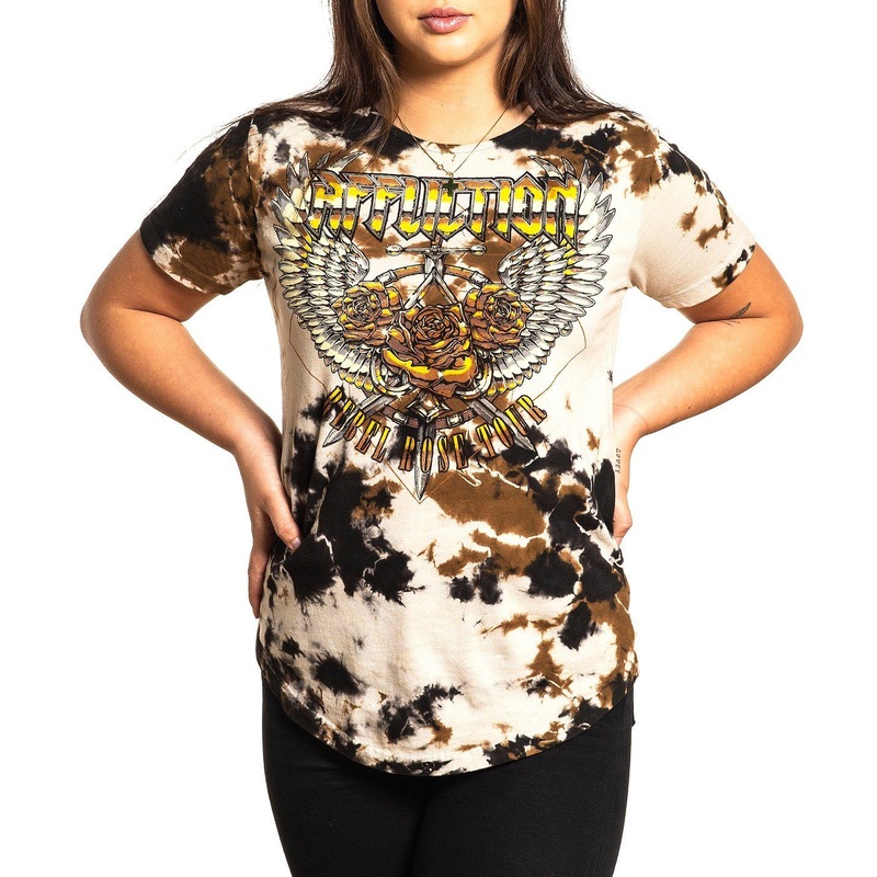 Rebel Rose Tour Tee|BROWN/BLACK TIE DYE|XS|S|M|L|XL|2X