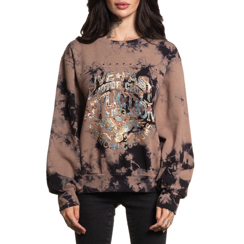 Ac Rusted Badge LS Crewneck|CAFE AU LAIT/BLACK CRYSTAL WSH|XS|S|M|L|XL|2X