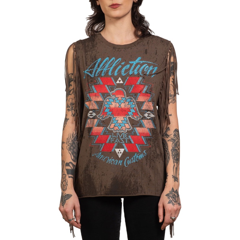 Ac Shaman Fringe Muscle Tee|WASHED BROWN|XS|S|M|L|XL|2X