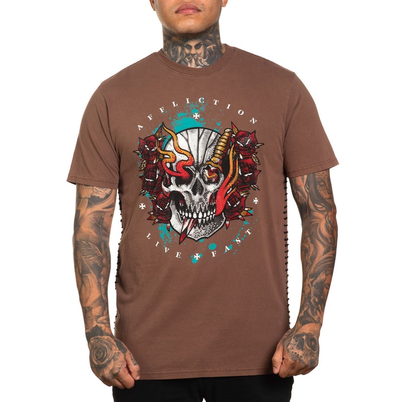 Alley Wreck Tee|RUSTIC BROWN PIGMENT DYE|XS|S|M|L|XL|2X|3X|4X