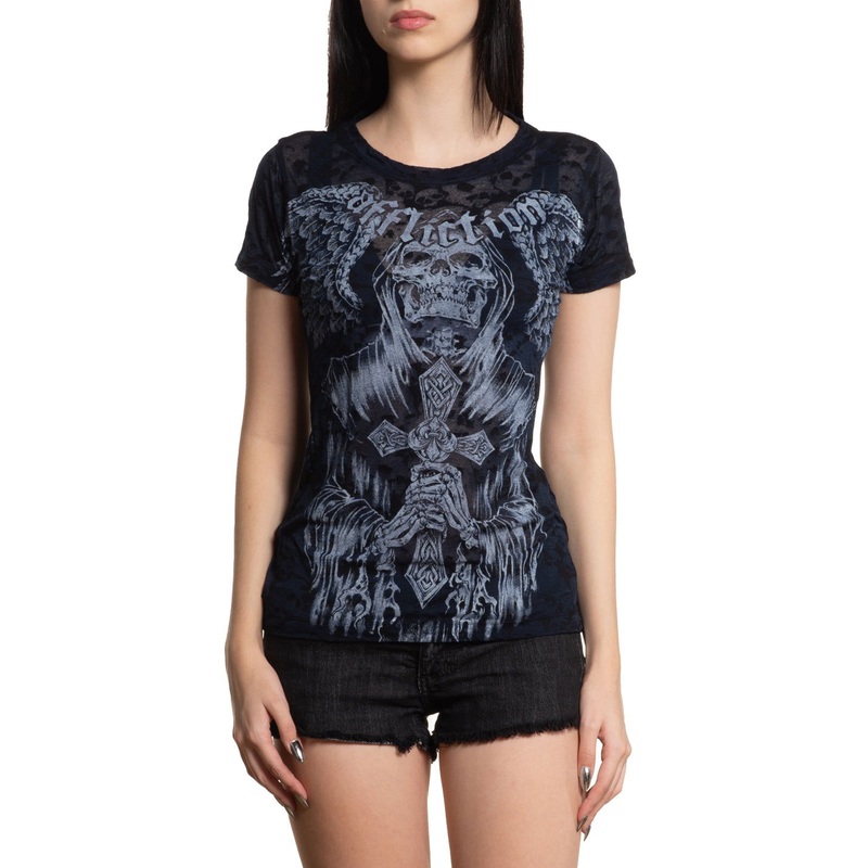 Darkness Tee|BLACK SKULL BURNOUT WASH|XS|S|M|L|XL