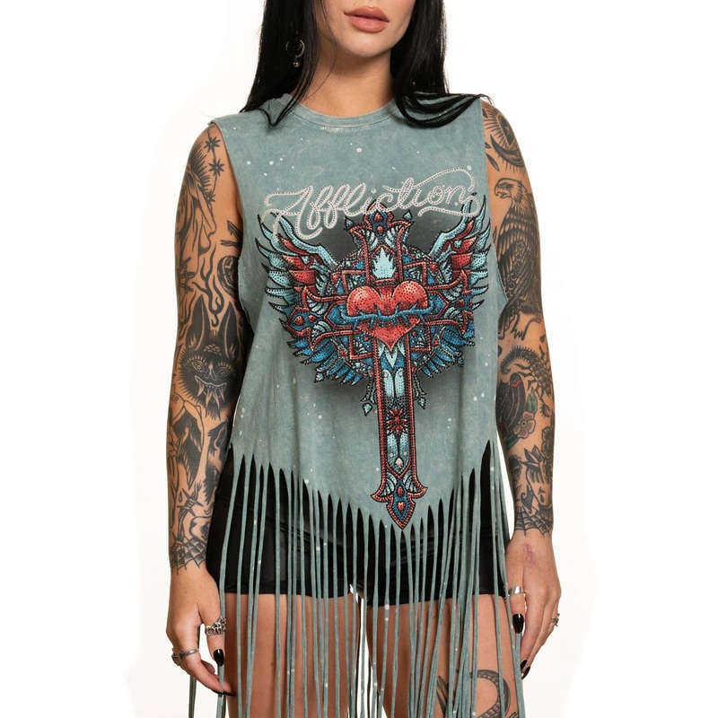 Rosary Fringe Tee|TRELLIS LAVA WASH|XS|S|M|L|XL|2X