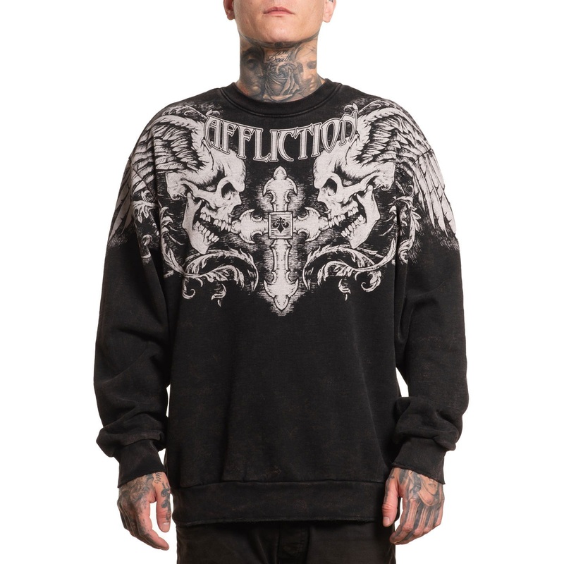 Winged Up LS Crewneck|BLK/BROWN LAVA TINT|XS|S|M|L|XL|2X|3X|4X