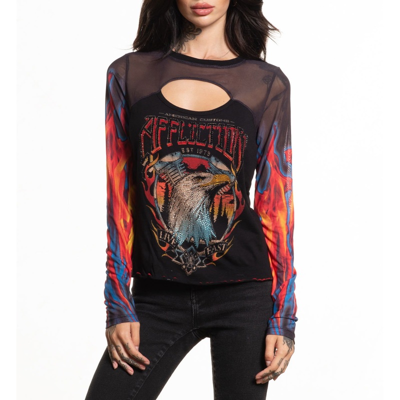 Ac Sunset Cruisin LS Tee|BLACK MULTI|XS|S|M|L|XL|2X