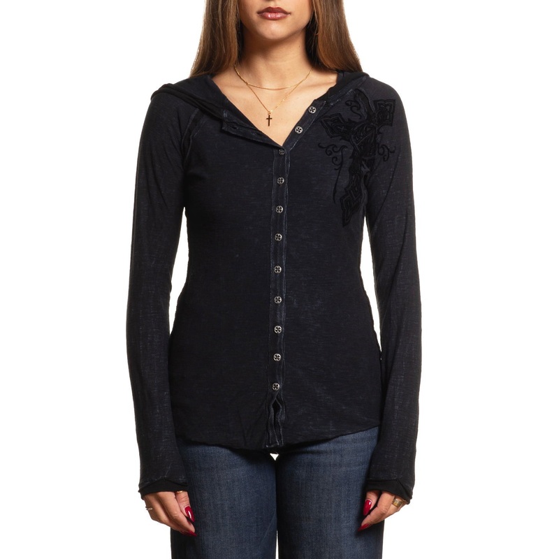 Chaos Theory Button-Up Hoodie|BLACK LAVA WASH|BLACK/GREY|XS|S|M|L|XL|2X
