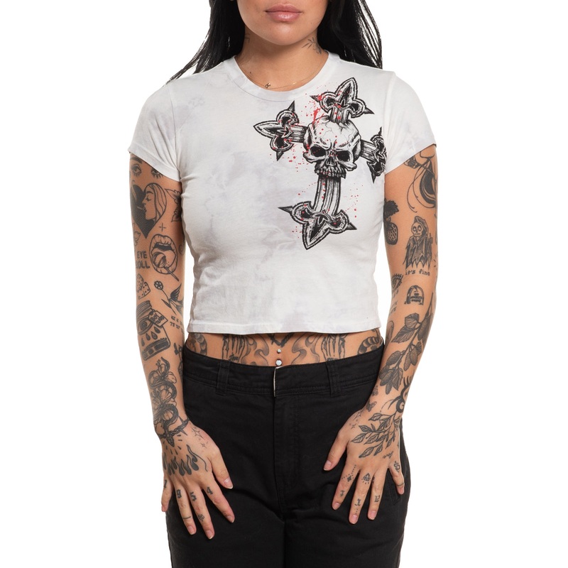 Cross Tee|LT.GREY/WHITE TEA STAIN|XS|S|M|L|XL