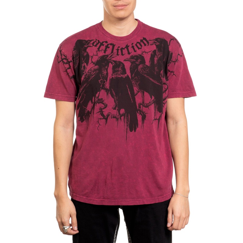 Crows Tee|BURGANDY LAVA WASH|DIRTY RED TEA STAIN|XS|S|M|L|XL|2X|3X|4X|5X