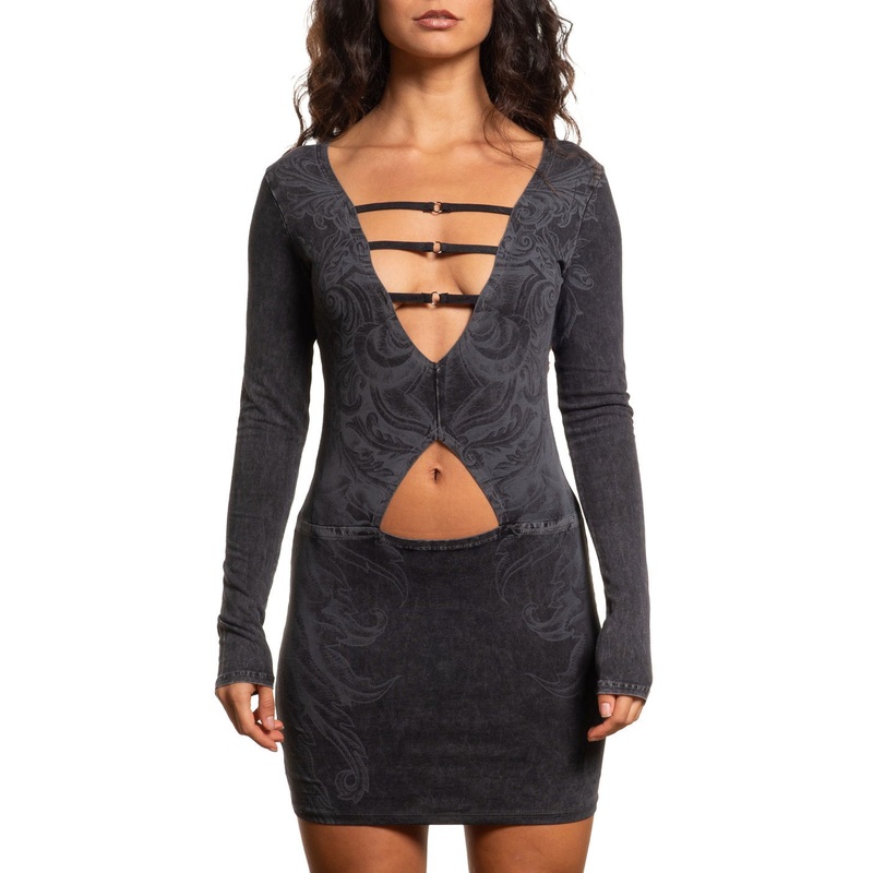 Scale LS Dress|MINERAL BLACK|XS|S|M|L|XL|2X