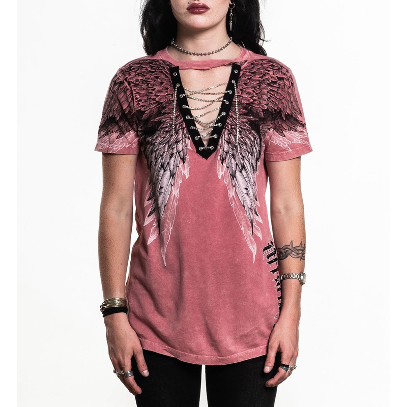 Age Of Winter Lace Up Tee|DUSTY ROSE LAVA WASH|XS|S|M|L|XL|2X