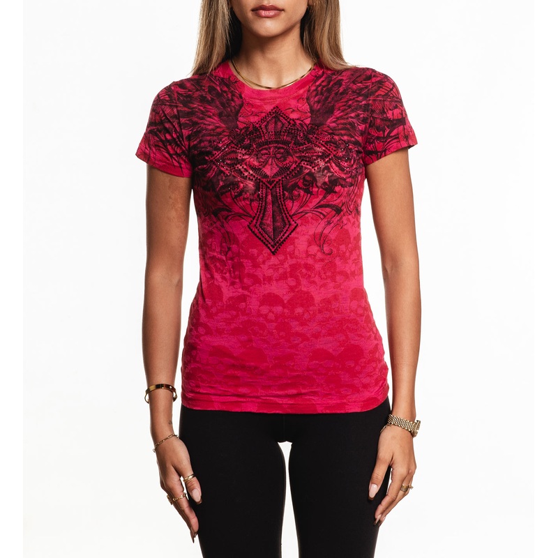 Ayala Tee|CHERRY RED SKULL BURNOUT|XS|S|M|L|XL|2X