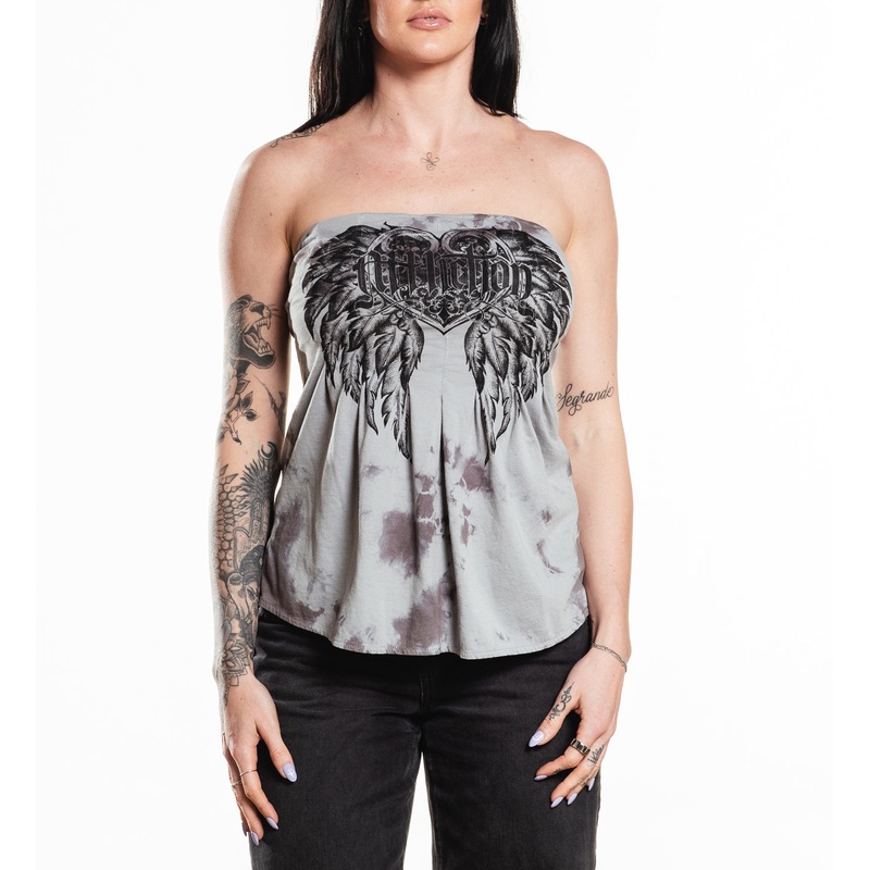Betty Jane Strapless Top|LT.CHARCOAL TEA STAIN|XS|S|M|L|XL