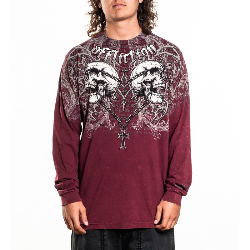 Collapse LS Tee|BURGANDY LAVA WASH|XS|S|M|L|XL|2X|3X|4X