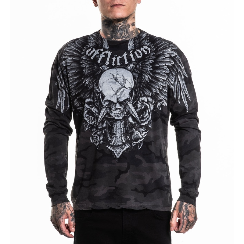Crossed Over LS Tee|BLACK CAMO W/LAVA WASH|XS|S|M|L|XL|2X|3X|4X