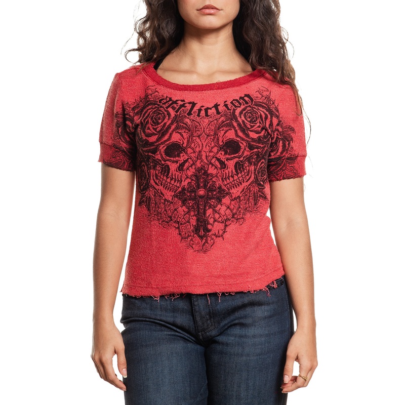 Forgotten Top|AFFLICTION RED|XS|S|M|L|XL|2X