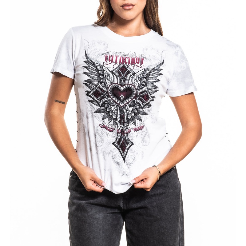 Ayelsbury Cottage Tee|WHITE/LT.GREY CRYSTAL WASH|XS|S|M|L|XL|2X