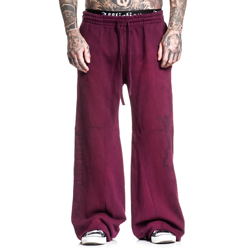 Crows Fleece Pants|BURGANDY VAPOR WASH|XS|S|M|L|XL|2X|3X|4X