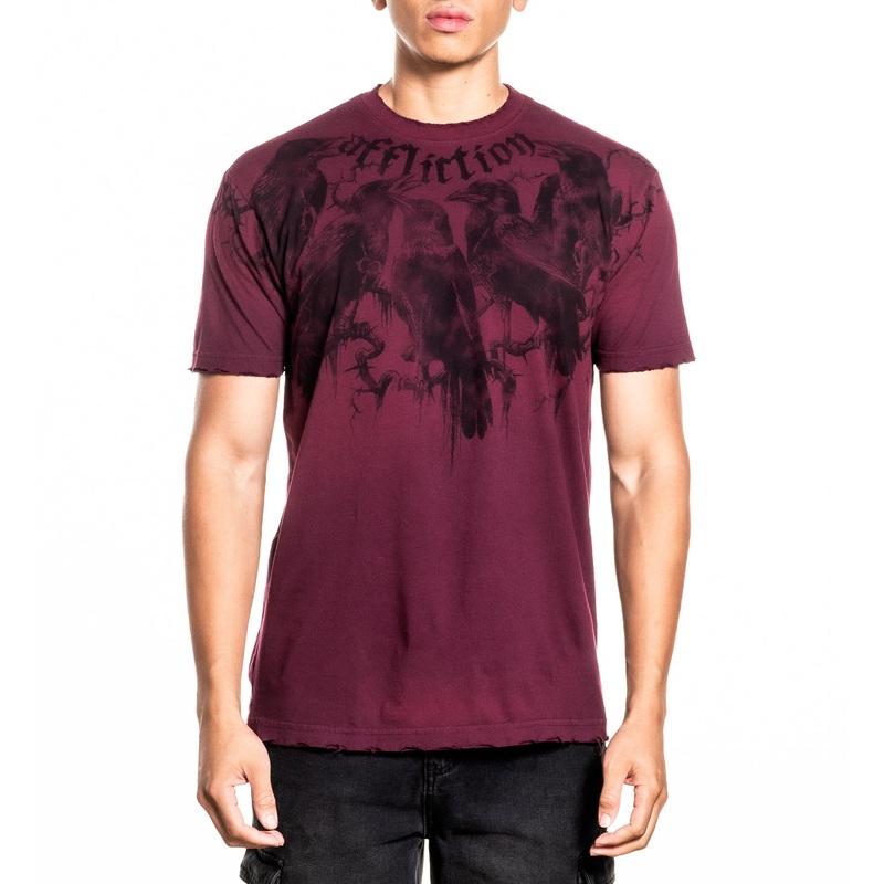 Crows Tee|BURGANDY VAPOR WASH|XS|S|M|L|XL|2X|3X|4X
