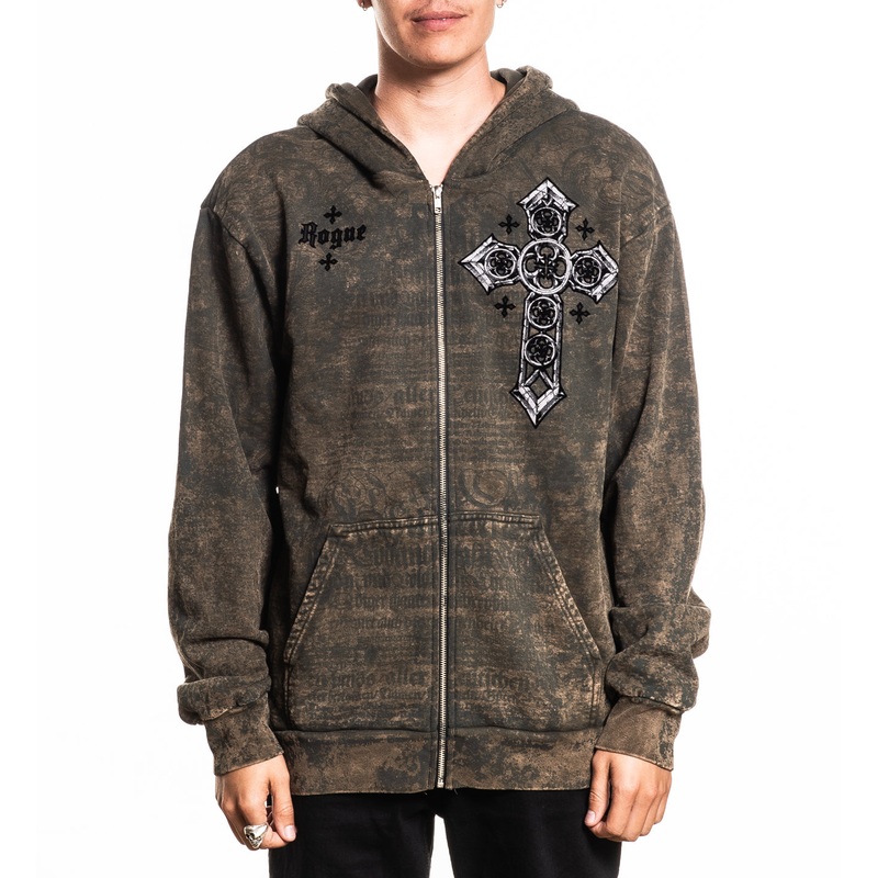 Rogue Crossed Zip-Up Hoodie|TOBACCO BROWN LAVA WASH|BURGANDY LAVA WASH|XS|S|M|L|XL|2X|3X|4X