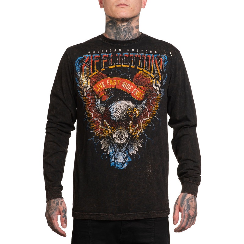 Shredded Pavement LS Tee|BLACK/BROWN LAVA WASH|XS|S|M|L|XL|2X|3X|4X