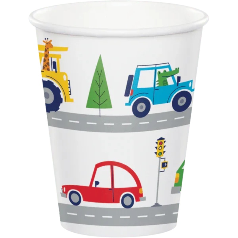 Transportation Time Paper Cups 9oz | 8 ct