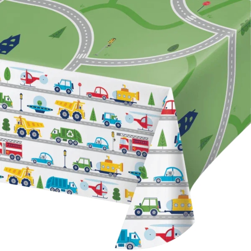 Transportation Time Paper Tablecover 54×96 | 1 ct