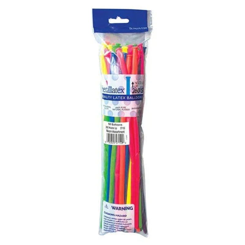 260 Sempertex Latex Balloon Pack, Neon Assortment | 50 ct