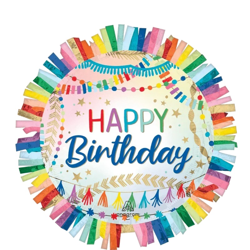 Birthday Streamers Fringe SuperShape Mylar Balloon, 24 | 1 ct