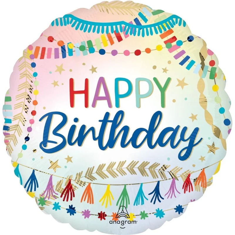 Birthday Streamers Mylar Balloon, 18 | 1ct