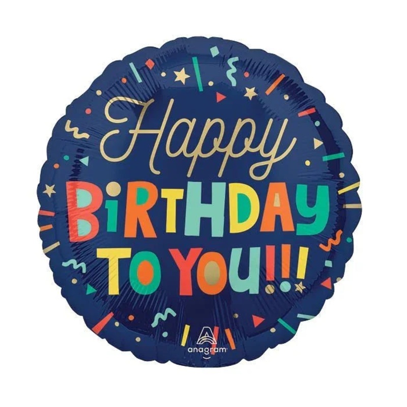 Bright Birthday Blocky Text Mylar Balloon, 18 | 1 ct
