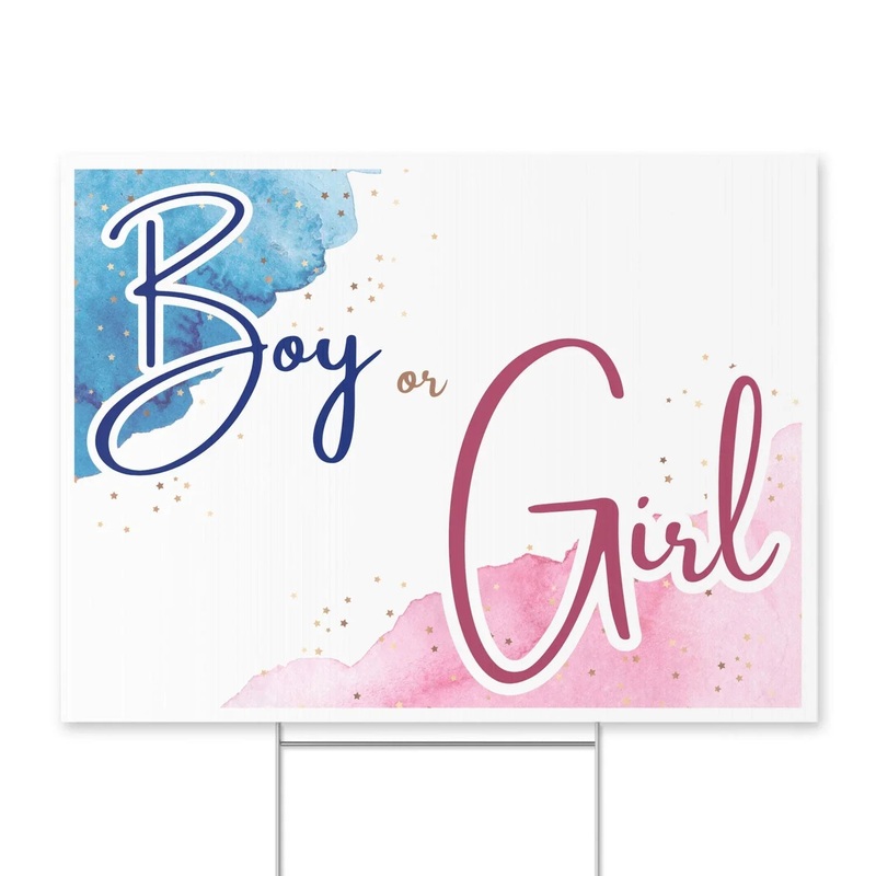 Gender Reveal Watercolor Yard Sign 24 x 18 | 1 ct