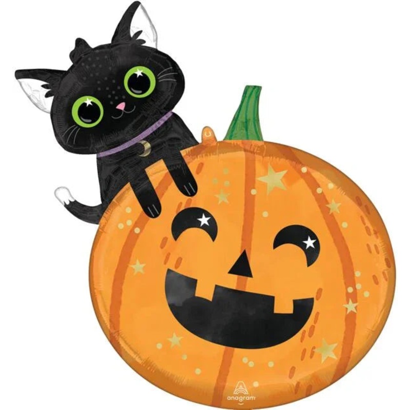 Halloween Cat and Pumpkin Supershape Mylar Balloon 29 | 1 ct