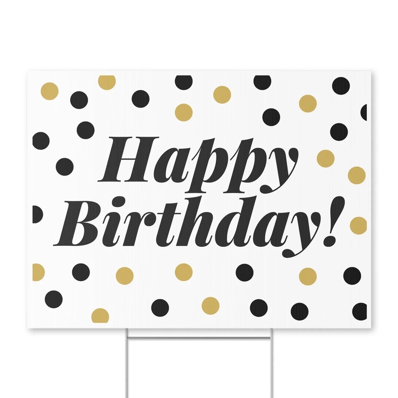 Happy Birthday Gold Dot Yard Sign 24 x 18 | 1 ct