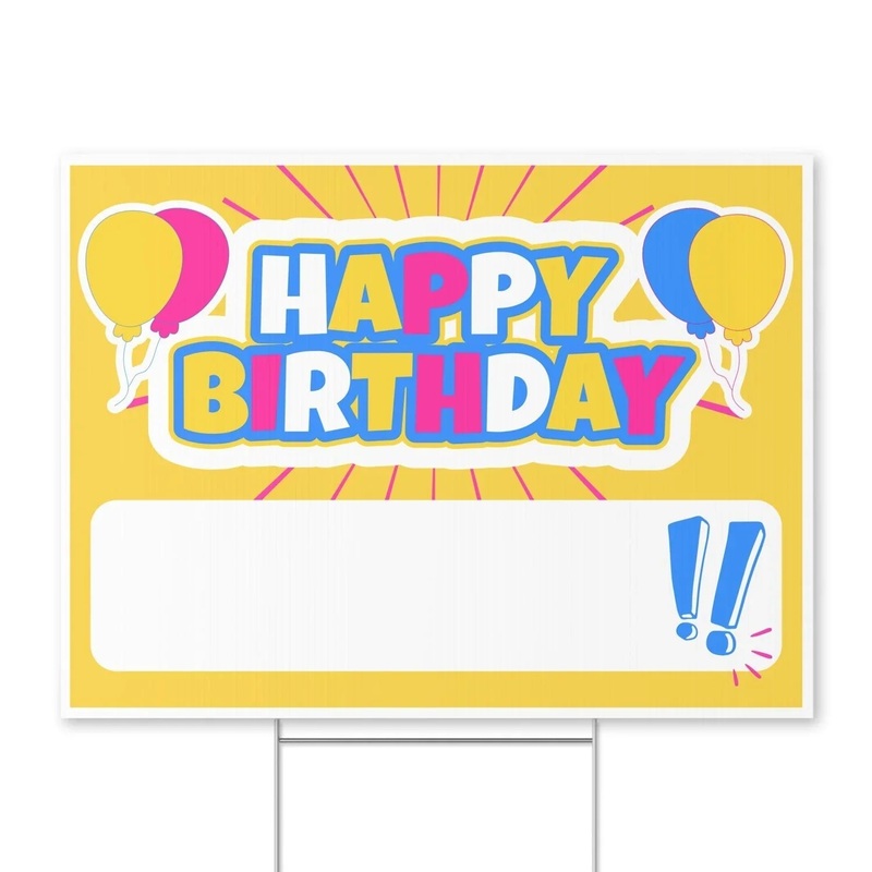 Happy Birthday Yellow Shine Yard Sign 24 x 18 | 1 ct