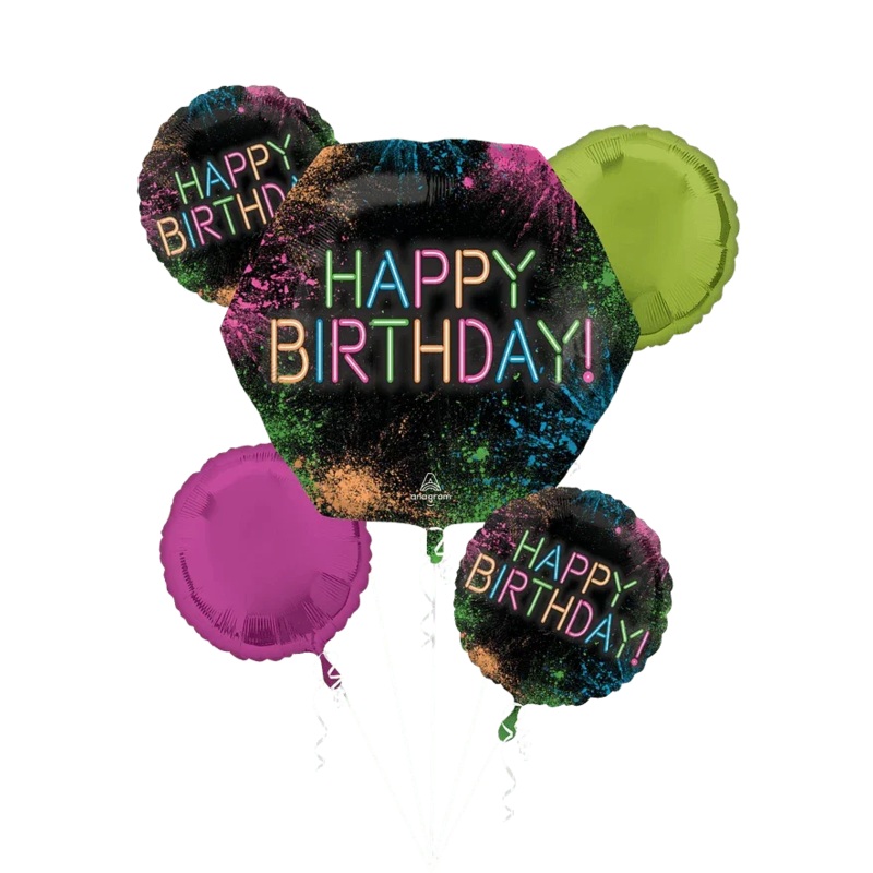 Let’s Glow Crazy Birthday Balloon Bouquet | 5 pcs