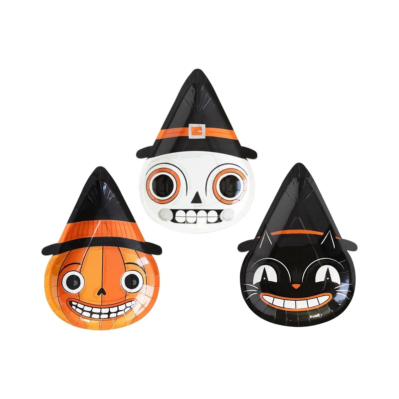 Vintage Halloween Character Paper Plate Set 10 | 9 ct