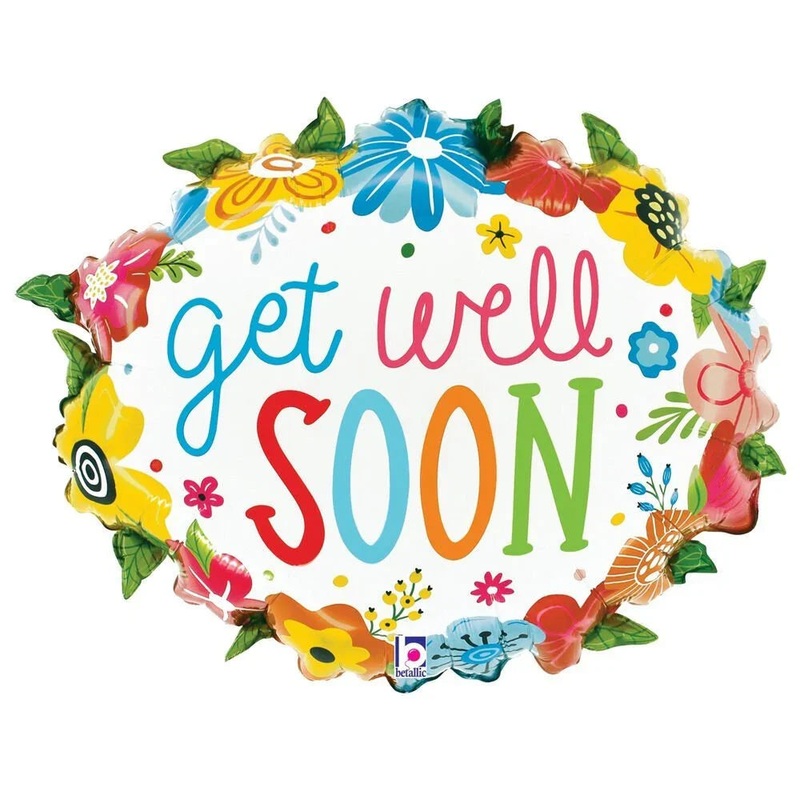 Get Well Soon Floral Wreath SuperShape Mylar Balloon 25 | 1ct