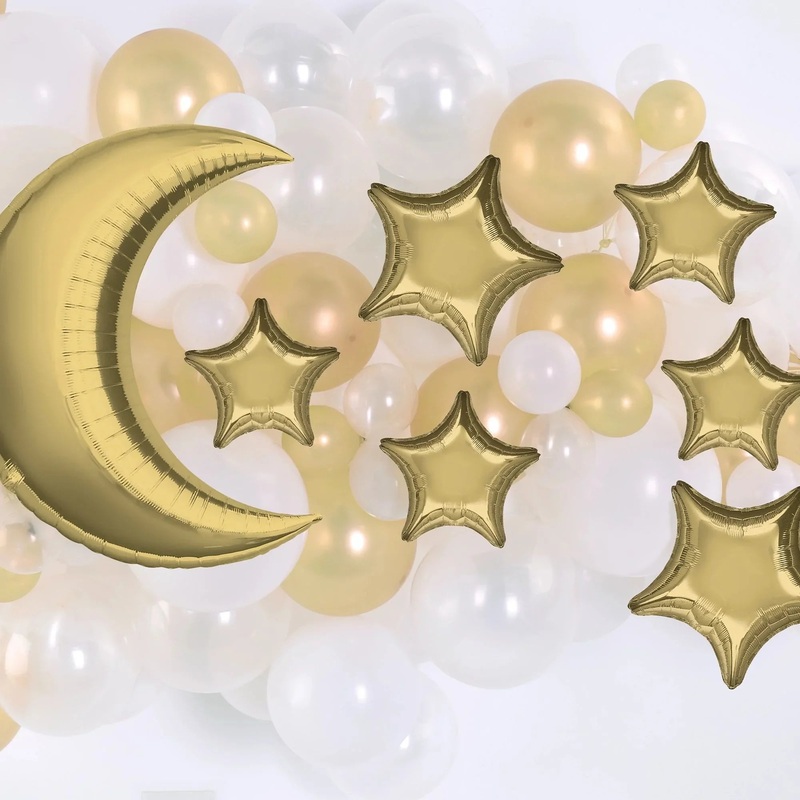 Moon & Stars Foil Balloon Accent Kit – White Gold | 1 ct