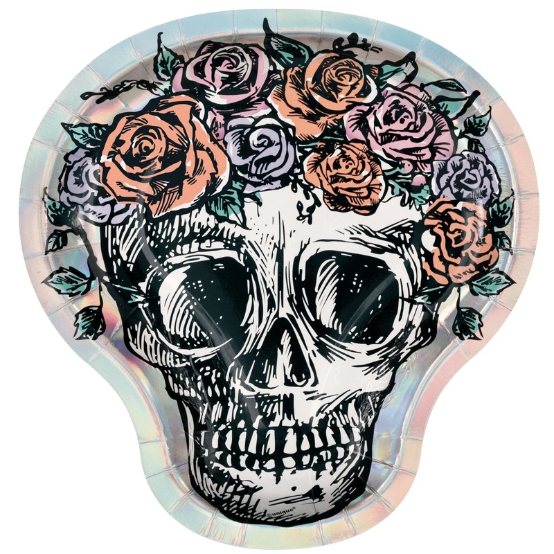Skull Shaped Paper Plates | 8ct
