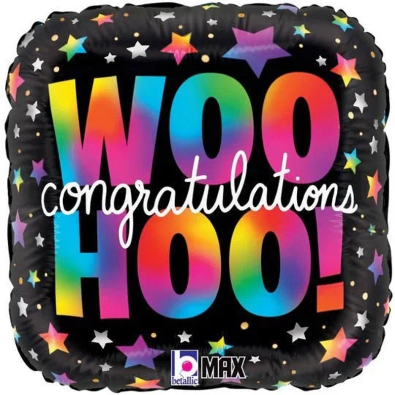 Woo Hoo! Congratulation Square Mylar Balloon, 18 | 1ct
