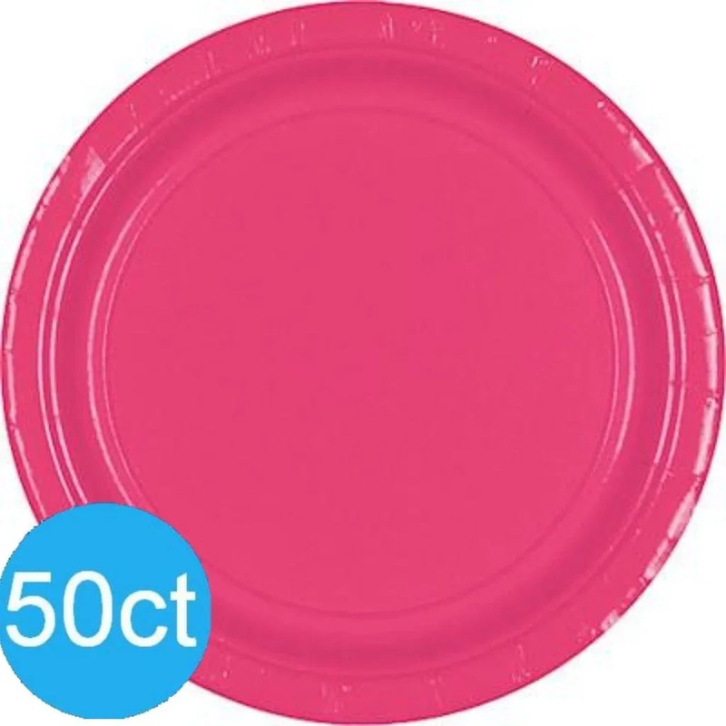 Bright Pink Dinner Paper Plates 10 | 50ct