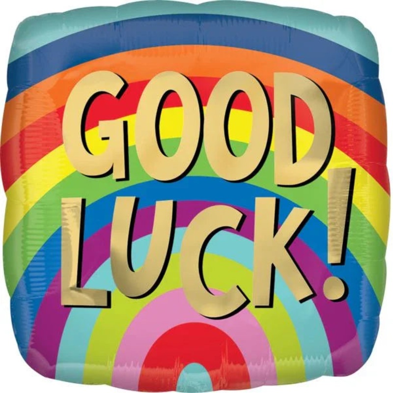 Square Rainbow Good Luck Mylar Balloon 18 | 1ct