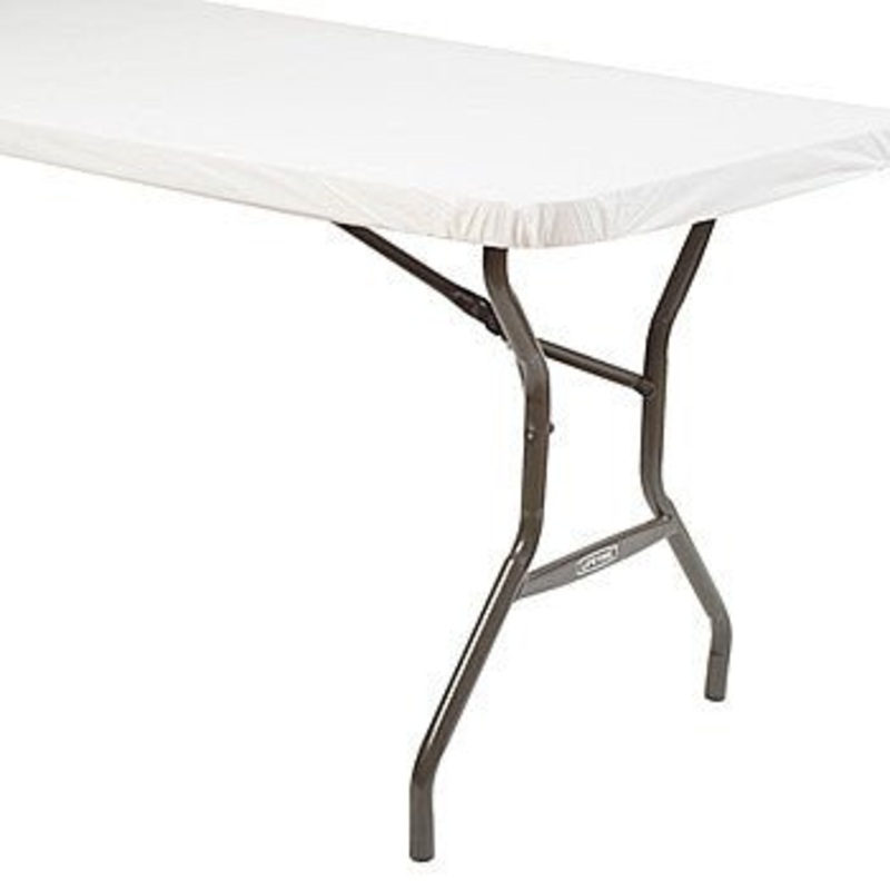 Stay Put Rectangular Table Cover, White. 30 x 96 | 1 ct