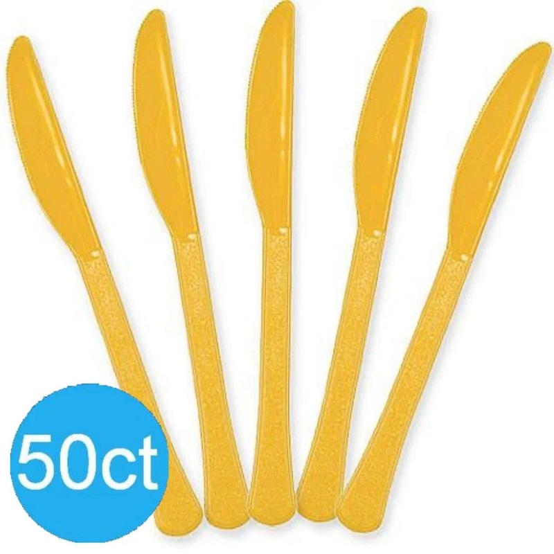 Yellow Sunshine Heavy Duty Plastic Knives | 50ct