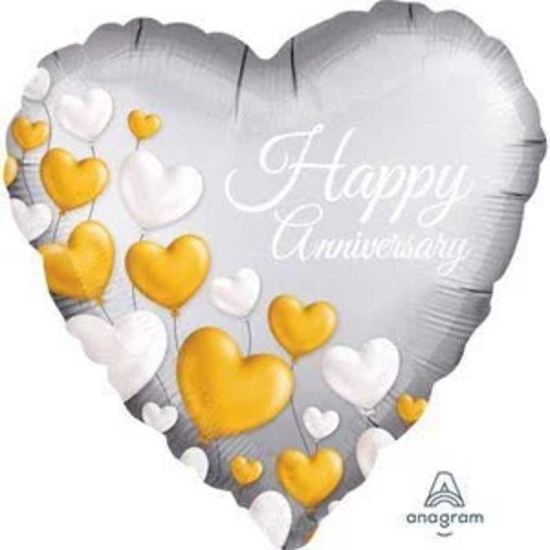 Anniversary Platinum Hearts Balloon 18 | 1ct